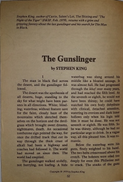 Fantasy & Science Fiction 10 1978 - strona tytułowa noweli The Gunslinger