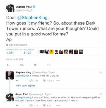 Aaron Paul i Stephen King na tweeterze