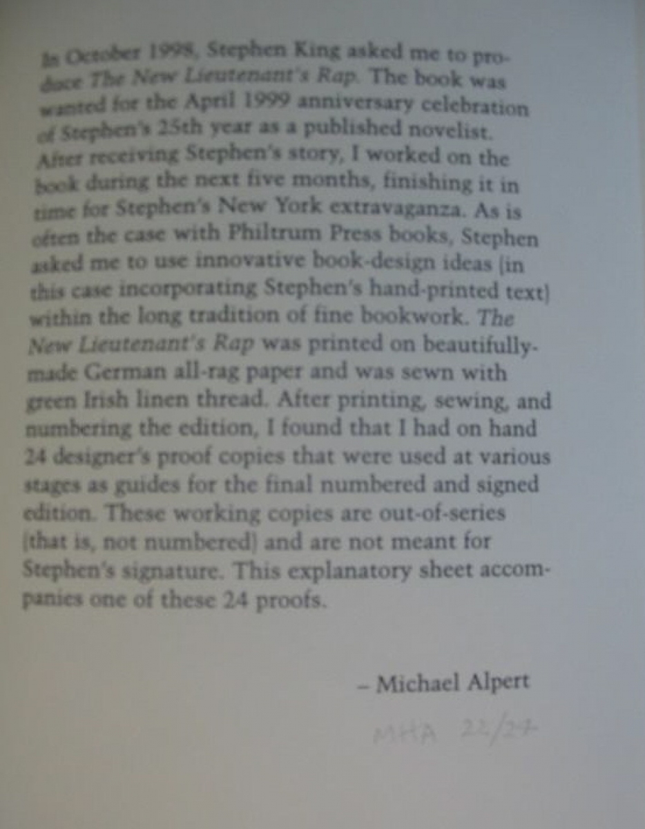 List Michaela Alperta dołączany do egzemplarzy sygnalnych - obrazek
