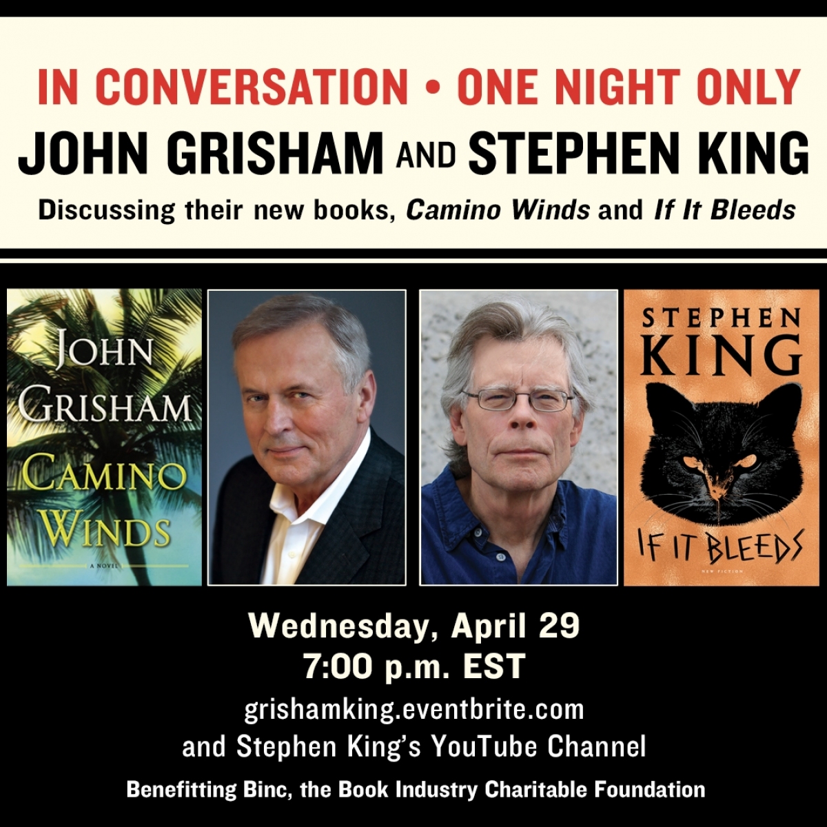 Spotkanie online "John Grisham and Stephen King In Conversation" - obrazek