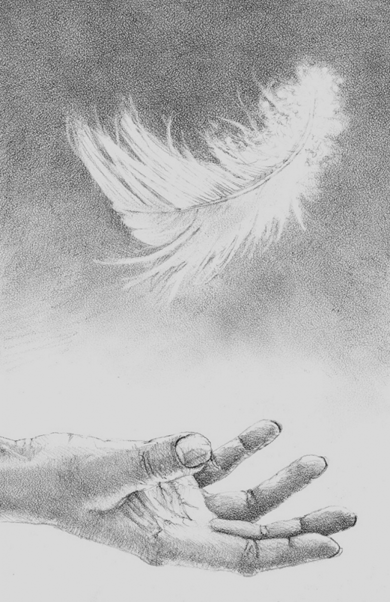 "Gwendy's Magic Feather" - przykĹadowa ilustracja Keitha Minniona - obrazek