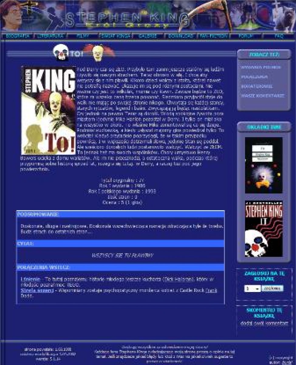 "Stephen King - KrĂłl Grozy" - caĹkowicie przebudowany serwis - obrazek