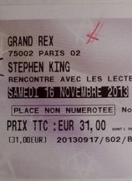 Spotkanie ze Stephenem Kingiem - bilet do Grand Rex, Paryż 16 listopad 2013 - obrazek