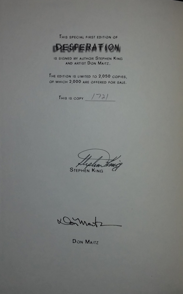 "Desperation" - autograf Stephena Kinga i Dona Maitza - obrazek