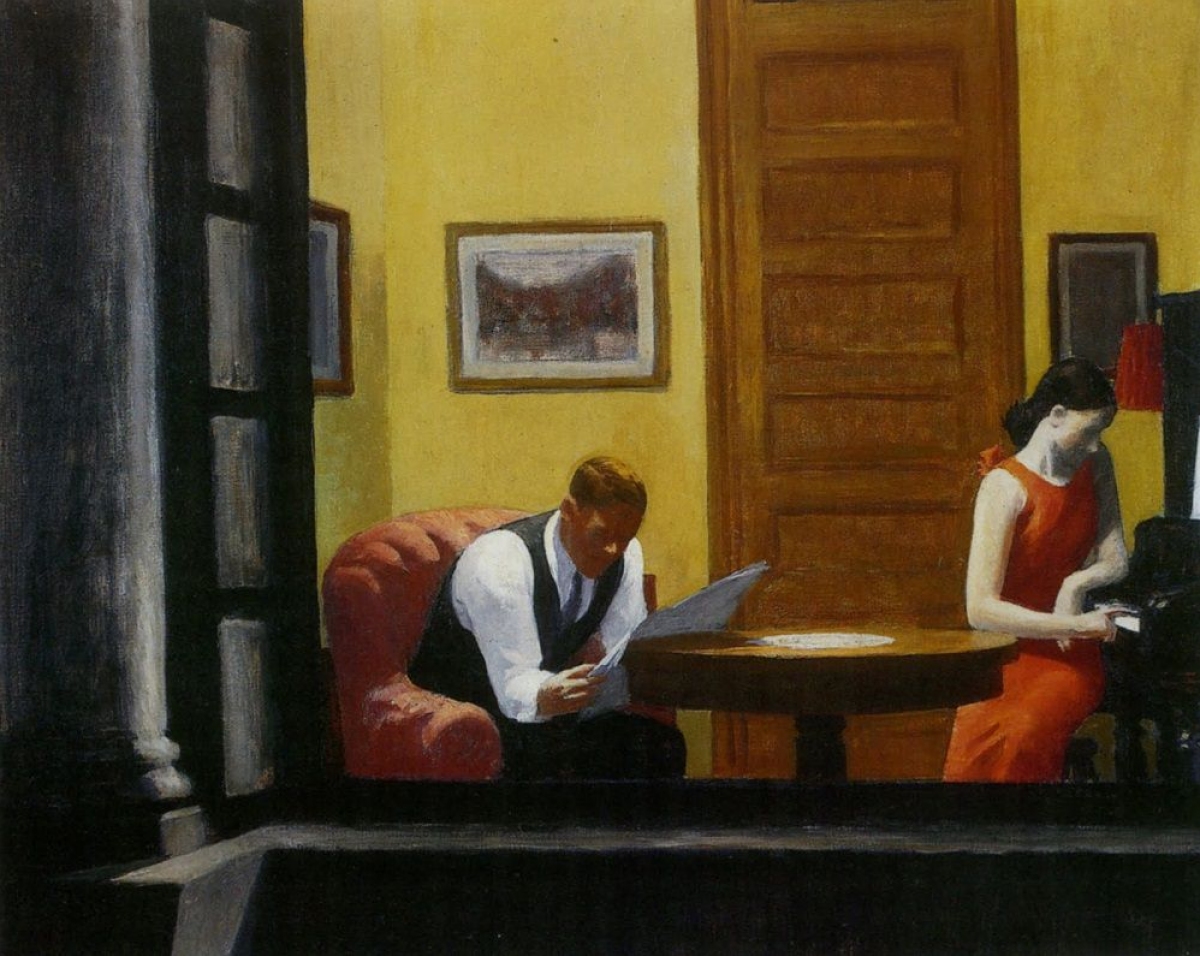 Room in New York (Edward Hopper, rok 1932) - obrazek